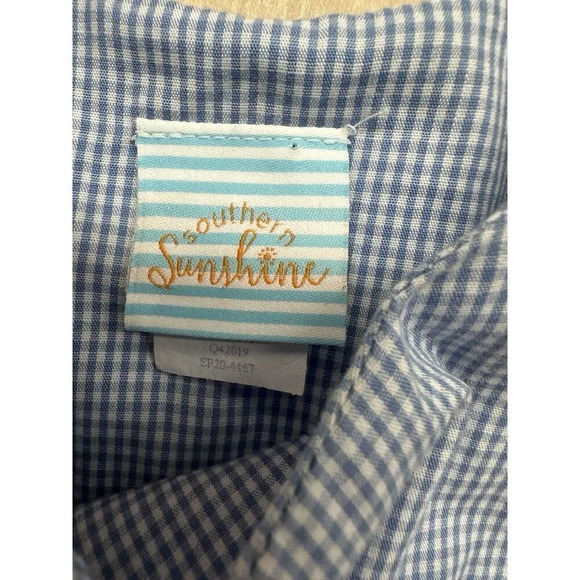 Southern Sunshine Kids Romper Pirates Ship 3T Snap Closure Gingham Sleeveless - Picture 3 of 8